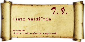 Tietz Valéria névjegykártya